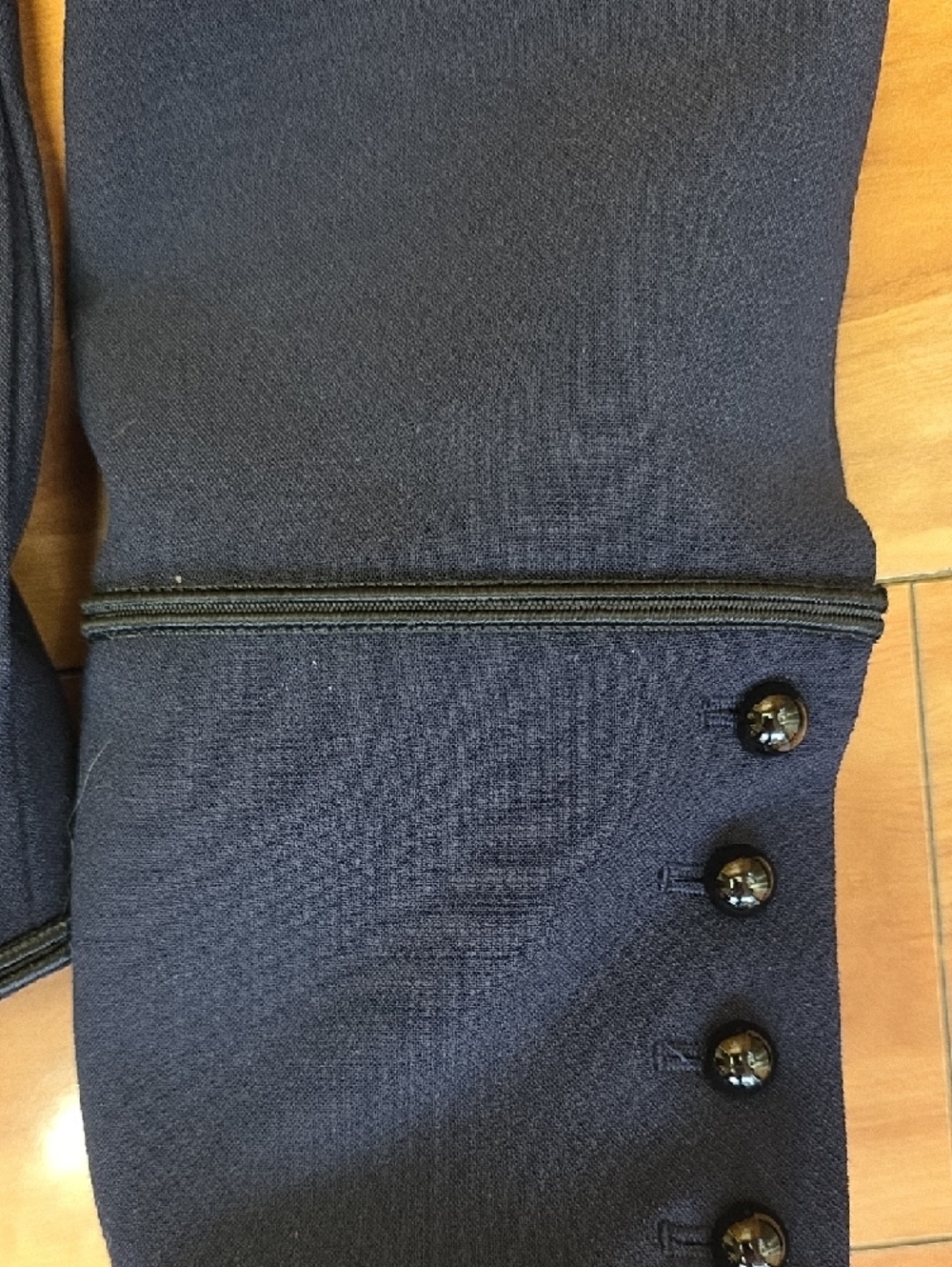 Lewit Navy Button-Front Piped Military-Inspired Tailored Jacket Size L - Picture 6 of 12